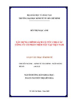 Luận văn Xây dựng chính sách cổ tức cho các công ty cổ phần niêm yết tại Việt Nam