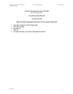 Phân tích nhân tố khám phá (Exploratory Factor Analysis) bằng SPSS
