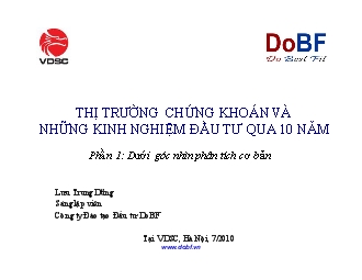 Thị trường chứng khoán và những kinh nghiệm đầu tư qua 10 năm