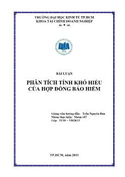 Tiểu luận Phân tích tính khó hiểu của hợp đồng bảo hiểm