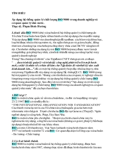 Áp dụng hệ thống quản lý chất lượng ISO 9000 trong doanh nghiệp và cơ quan quản lý nhà nước