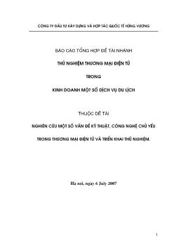 Báo cáo Thử nghiệm thương mại điện tử trong kinh doanh một số dịch vụ du lịch