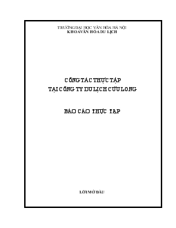 Báo cáo Thực tập tại công ty du lịch Cửu Long