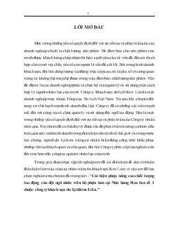 Chuyên đề Các biện pháp nâng cao chất lượng lao động của đội ngũ nhân viên bộ phận bàn tại nhà hàng Hoa Sen số 1 thuộc công ty khách sạn du lịch Kim Liên