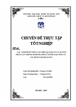 Chuyên đề Các giải pháp nâng cao hiệu quả quản lý nguồn nhân lực trong kinh doanh lữ hành tại công ty cổ phần tập đoàn NTT