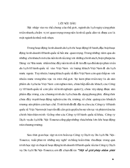 Chuyên đề Một số giải pháp nhằm phát triển hoạt động kinh doanh lữ hành quốc tế tại công ty du lịch Hà Nội TOSERCO