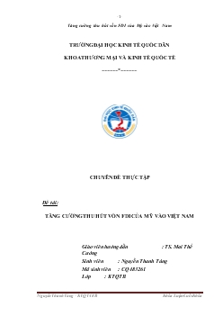 Chuyên đề Tăng cường thu hút vốn FDI của Mỹ vào Việt Nam