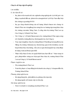 Chuyên đề Thực trạng và giải pháp nhằm nâng cao hiệu quả khai thác thị trường khách Thái Lan tại công ty lữ hành HanoiTourist