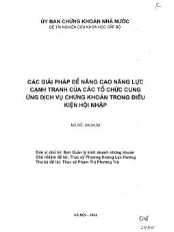 Đề tài Các giải pháp để nâng cao năng lực cạnh tranh của các tổ chức cung ứng dịch vụ chứng khoán trong điều kiện hội nhập