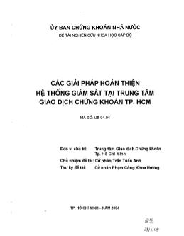 Đề tài Các giải pháp hoàn thiện hệ thống giám sát tại trung tâm giao dịch chứng khoán TP HCM