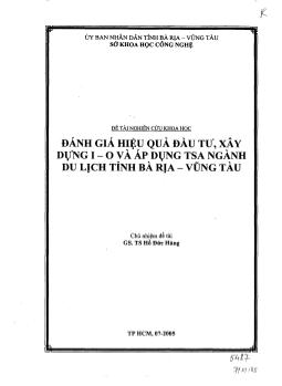 Đề tài Đánh giá hiệu quả đầu tư, xây dựng I-O và áp dụng TSA ngành du lịch tỉnh Bà Rịa - Vũng Tàu