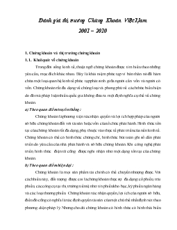 Đề tài Đánh giá thị trường chứng khoán Việt Nam 2001-2010