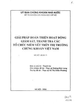 Đề tài Giải pháp hoàn thiện hoạt động giám sát, thanh tra các tổ chức niêm yết trên thị trường chứng khoán Việt Nam