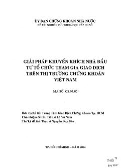 Đề tài Giải pháp khuyến khích nhà đầu tư tổ chức tham gia giao dịch trên thị trường chứng khoán Việt Nam