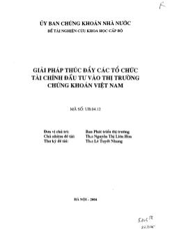 Đề tài Giải pháp thúc đẩy các tổ chức tài chính đầu tư vào thị trường chứng khoán Việt Nam