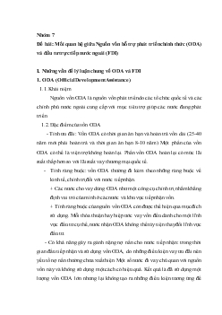 Đề tài Mối quan hệ giữa nguồn vốn hỗ trợ phát triển chính thức ODA và đầu tư trực tiếp nước ngoài FDI