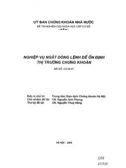 Đề tài Nghiệp vụ ngắt dòng lệnh để ổn định thị trường chứng khoán