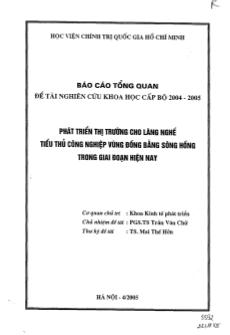 Đề tài Phát triển thị trường cho làng nghề tiểu thủ công nghiệp vùng đồng bằng sông Hồng trong giai đoạn hiện nay