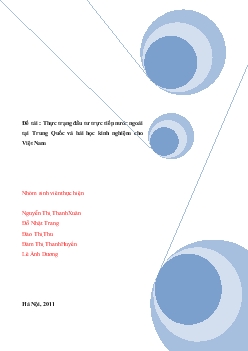 Đề tài Thực trạng đầu tư trực tiếp nước ngoài tại Trung Quốc và bài học kinh nghiệm cho Việt Nam