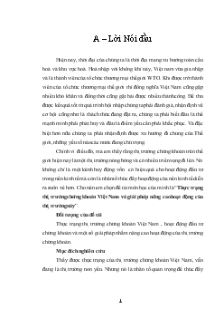 Đề tài Thực trạng thị trường chứng khoán Việt Nam và giải pháp nâng cao hoạt động của thị trường này