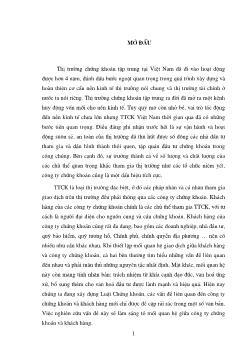 Đề tài Thực trạng và giải pháp hoàn thiện mối quan hệ giữa công ty chứng hoán và khách hàng tại Việt Nam