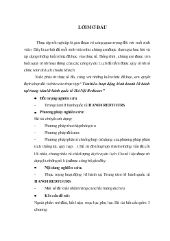 Đề tài Tìm hiểu hoạt động kinh doanh lữ hành tại trung tâm lữ hành quốc tế Hà Nội Redtours