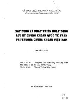 Đề tài Xây dựng và phát triển hoạt động lưu ký chứng khoán quốc tế trên thị trường chứng khoán Việt Nam