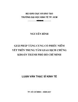 Luận văn Giải pháp tăng cung cổ phiếu niêm yết trên trung tâm giao dịch chứng khoán Thành phố Hồ Chí Minh