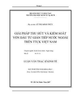 Luận văn Giải pháp thu hút và kiểm soát vốn đầu tư gián tiếp nước ngoài trên thị trường chứng khoán Việt Nam