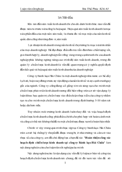 Luận văn Hoàn thiện công tác hoạch định chiến lược kinh doanh tại công ty bánh kẹo Hải Châu
