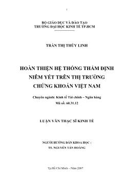 Luận văn Hoàn thiện hệ thống thẩm định niêm yết trên thị trường chứng khoán Việt Nam