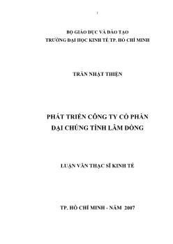 Luận văn Phát triển công ty cổ phần đại chúng tỉnh Lâm Đồng
