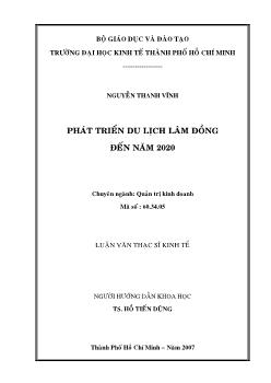 Luận văn Phát triển du lịch Lâm Đồng đến năm 2020