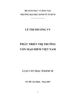 Luận văn Phát triển thị trường vốn mạo hiểm Việt Nam