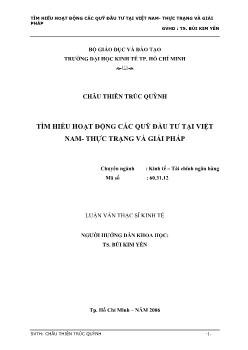 Luận văn Tìm hiểu hoạt động các quỹ đầu tư tại Việt Nam: Thực trạng và giải pháp