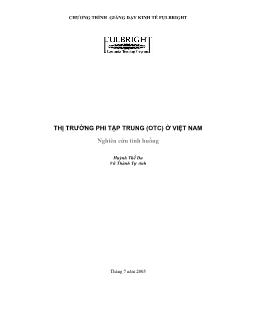 Nghiên cứu tình huống: Thị trường phi tập trung OTC ở Việt Nam
