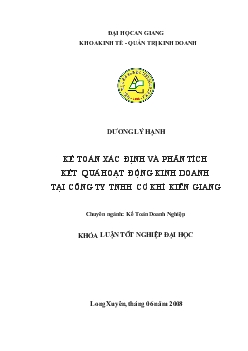 Khóa luận Kế toán xác định và phân tích kết quả hoạt động kinh doanh tại công ty TNHH cơ khí Kiên Giang