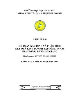 Khóa luận Kế toán xác định và phân tích kết quả kinh doanh tại công ty cổ phần dược phẩm An Giang