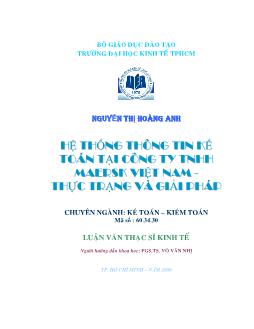 Luận văn Hệ thống thông tin kế toán tại công ty TNHH Maersk Việt Nam: Thực trạng và giải pháp
