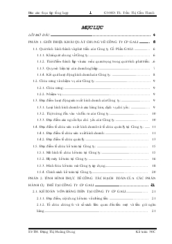 Báo cáo Thực tập tại công ty cổ phần GALI