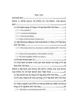 Báo cáo Thực tập tại công ty cổ phần tập đoàn JOC Việt Nam