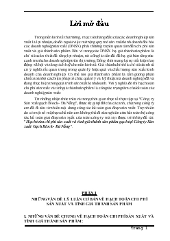 Đề tài Hạch toán chi phí sản xuất và tính giá thành sản phẩm gạch tại công ty sản xuất Gạch Block Đà Nẵng