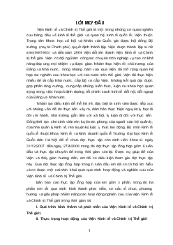 Đề tài Những ưu điểm, tồn tại, nguyên nhân và phương hướng phát triển của Viện Kinh tế và chính trị thế giới