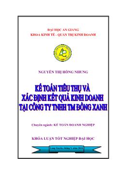 Khóa luận Kế toán tiêu thụ và xác định kết quả kinh doanh tại công ty TNHH thương mại Đồng Xanh