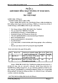 Đề tài Công tác tài chính kế toán và xác định kết quả kinh doanh, phân tích kết quả kinh doanh tại công ty TNHH thương mại sản xuất giấy Tân Việt Nhật