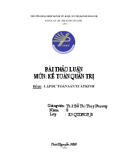 Đề tài Lập dự toán sản xuất kinh doanh của công ty cổ phần xi măng Biên Hòa