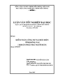 Luận văn Kiểm toán công nợ tại bưu điện tỉnh Đồng Nai