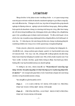 Đề án Hoàn thiện kế toán tổng hợp hàng tồn kho theo phương pháp kê khai thường xuyên và phương pháp kiểm kê định kỳ