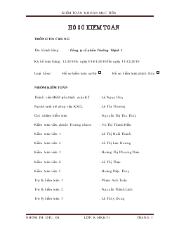 Báo cáo Kiểm toán khoản mục tiền tại công ty cổ phần Trường Thịnh 5
