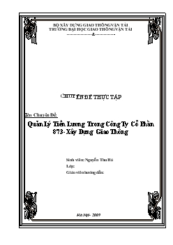Chuyên đề Kế toán tiền lương và các khoản trích theo lương tại công ty cổ phần Vĩnh Hoà